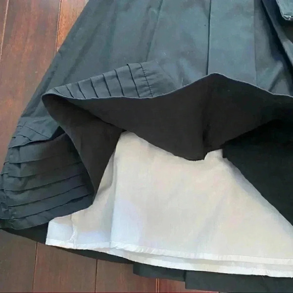 Vintage Alfred Sung Pleated A-Line Skirt 100% Cotton  Lined Black Size 4 - Picture 13 of 15